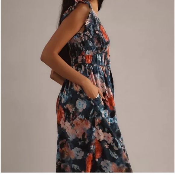 Anthropologie Floral Jumpsuit in Black and Red - Picture 4 of 5